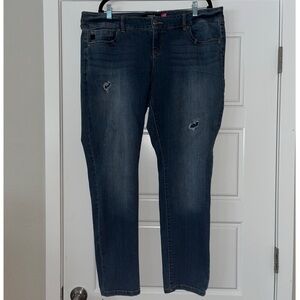 Torrid Plus Size 18 Dark Wash Distressed Skinny/Straight Jeans